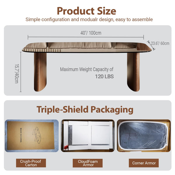 Modern Glass Coffee Table with Wooden Base