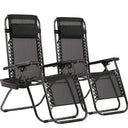 Zero Gravity Outdoor Lounge Chairs Set of 2 with Cup Holder & Pillow