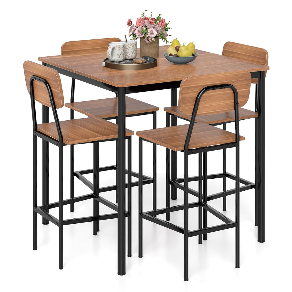 5-Piece Counter Height Dining Table Set with 4 Bar Stools
