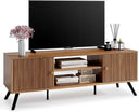 Mid-Century Modern TV Stand with Fluted Door Cabinets