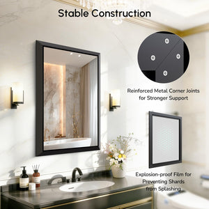 Rectangular Wall Mirror with Brushed Black Aluminum Frame