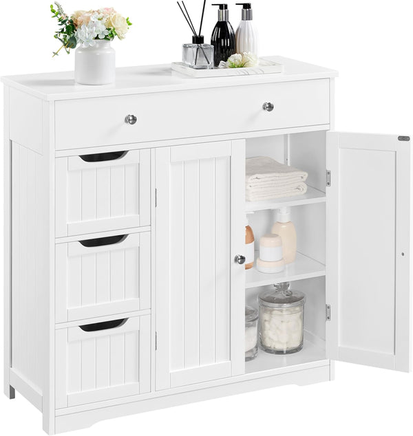 Storage Cabinet with 4 Drawers, 2 Doors & Adjustable Shelves