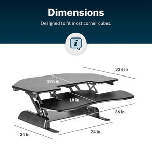 Corner Standing Desk Converter – Dual Monitor, 36", 11-Height Adjustable