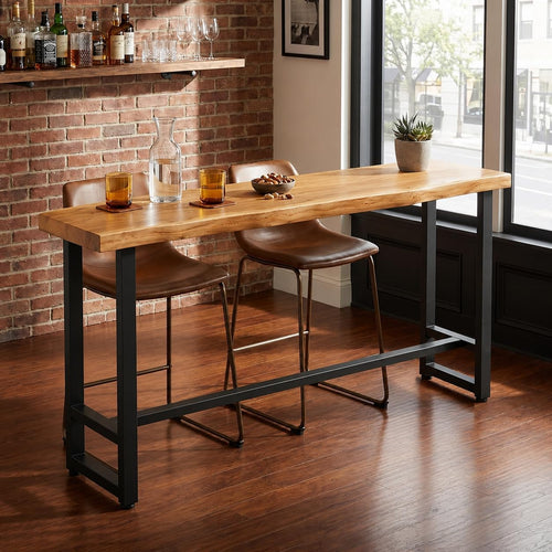 Industrial Pine Wood Bar Table