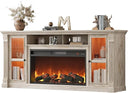 70" Farmhouse TV Stand with 36" Electric Fireplace & LED Lights