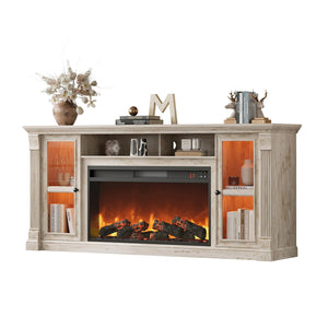70" Farmhouse TV Stand with 36" Electric Fireplace