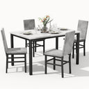 5-Piece Faux Marble Dining Table Set with 4 Upholstered Chairs