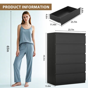 5-Drawer Dresser with Storage – Black