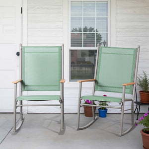 Outdoor Rocking Chair Set with High Back – Set of 2