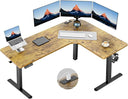 L-Shaped Electric Standing Desk with Built-In Power Outlets