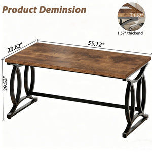 HSH Rustic Home Office Desk, 55 Inch Metal Wood Computer Desk, Simple Industrial Study Executive Desk for Work Writing, Modern Student Gaming Computer PC Table Bedroom, Rustic Brown