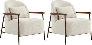 Mid-Century Modern Sherpa Armchair with Metal Frame