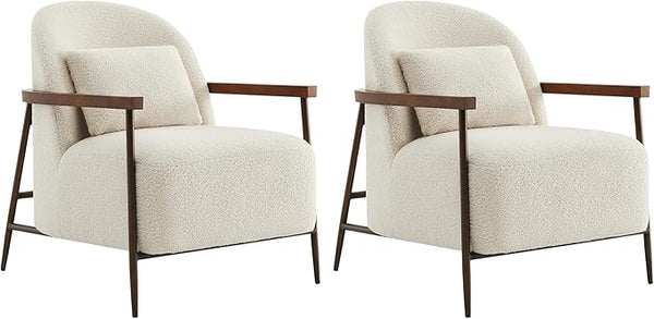 Mid-Century Modern Sherpa Armchair with Metal Frame