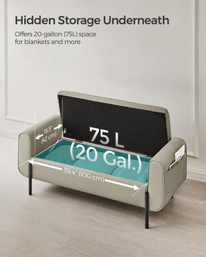Storage Bench with Armrests and Ottoman Storage
