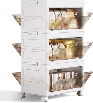 Stackable Plastic Storage Cabinet with Drawers