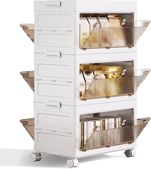 Stackable Plastic Storage Cabinet with Drawers