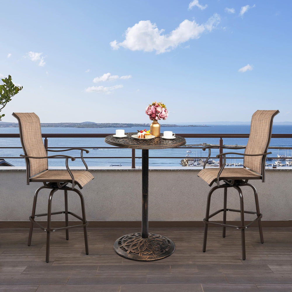 Round Outdoor Bar Table – Cast Aluminum Patio Pub Table