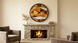 Olive Wood Wall Clock – Live Edge Silent Non-Ticking