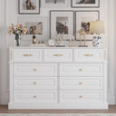 9-Drawer Dresser with Gold Knobs – Wide Bedroom Storage Chest