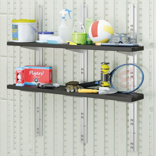 Wall Mount Shed Shelf Kit – 2-Shelf Resin Storage Set