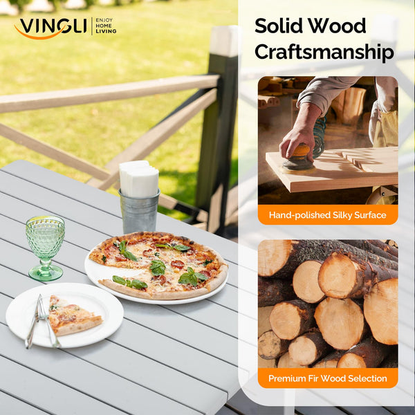 Rectangular Outdoor Cedar Wood Dining Table for 4-6