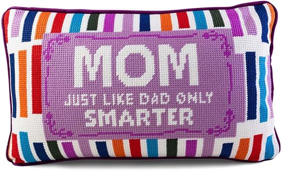 Needlepoint Throw Pillow – Wool Embroidered Accent Pillow