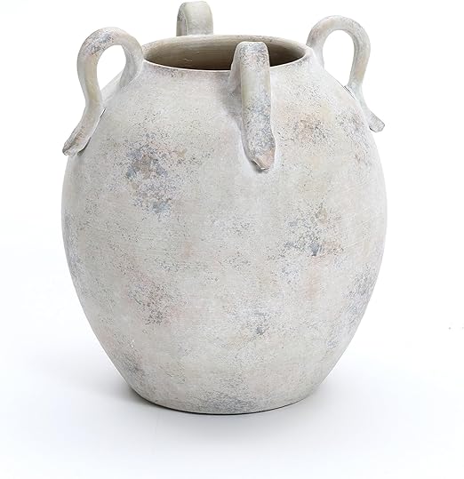 Rustic Terracotta Ceramic Vase with Handles