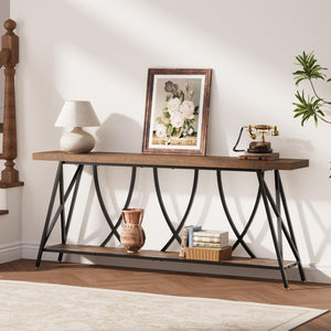 70.9" Industrial Console Table – Rustic Brown