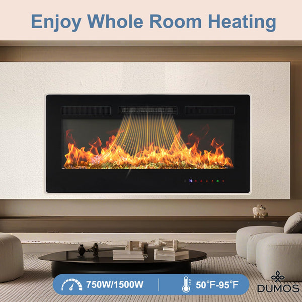 Electric Fireplace Wall Mounted Recessed Freestanding with Remote