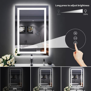 LED Bathroom Mirror with Lights – Anti-Fog, Dimmable, Backlit & Front Lit