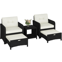 5-Piece PE Rattan Patio Conversation Set with Ottomans