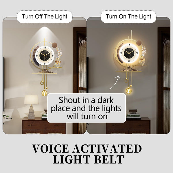 Large Gold LED Wall Clock with Light