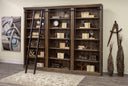3-Piece Bookcase Wall with Ladder & 5 Adjustable Shelves – Wood & Steel Frame