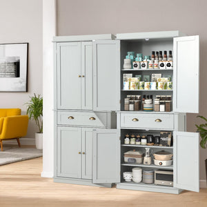72" Kitchen Pantry Storage Cabinet with Drawer & Adjustable Shelves