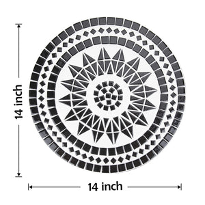 Round Mosaic Outdoor Side Table with Metal Frame