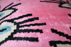 Pink Evil Eye Velvet Throw Pillow 16" x 24"