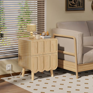 Nightstand with Charging Station & 2 Drawers