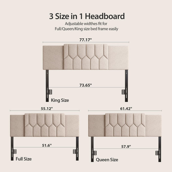 Adjustable Upholstered Tufted Headboard – Full/Queen/King