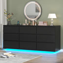 9-Drawer Dresser with LED Lights & Charging Station
