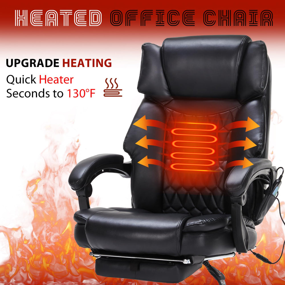 Massage Office Chair with Footrest, Heat & Reclining – 400 lbs Capacity