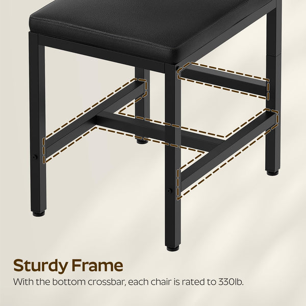 Industrial Dining Chair Set with Upholstered Seat and Metal Legs