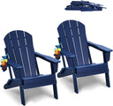 Folding Adirondack Chairs Set of 2 with Cup Holder