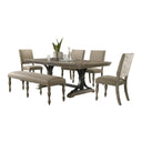 6-Piece Extendable Dining Set with Bench – Driftwood Finish