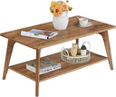 2-Tier Coffee Table with Storage & Tapered Legs