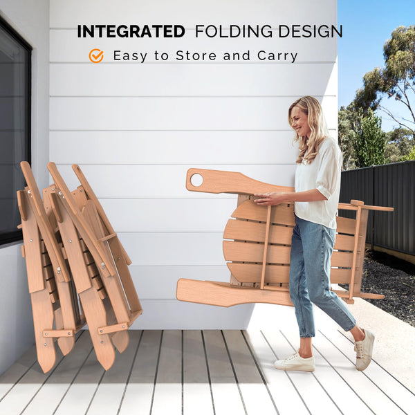 Folding Adirondack Chair Set with Hidden Ottoman