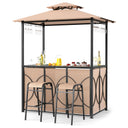 3-Piece Outdoor Patio Bar Set with Grill Gazebo & Bar Stools