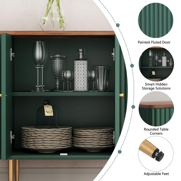 48" 4-Door Sideboard Buffet Cabinet with Removable Shelves