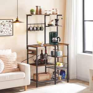 6-Tier Baker's Rack with Power Outlets & Wire Baskets