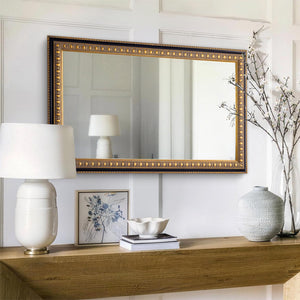 Baroque Wall Mirror – Vintage Gold Rectangular Wood Frame