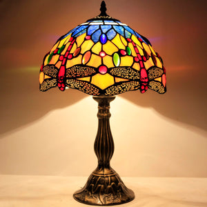 Tiffany Style Stained Glass Dragonfly Table Lamp